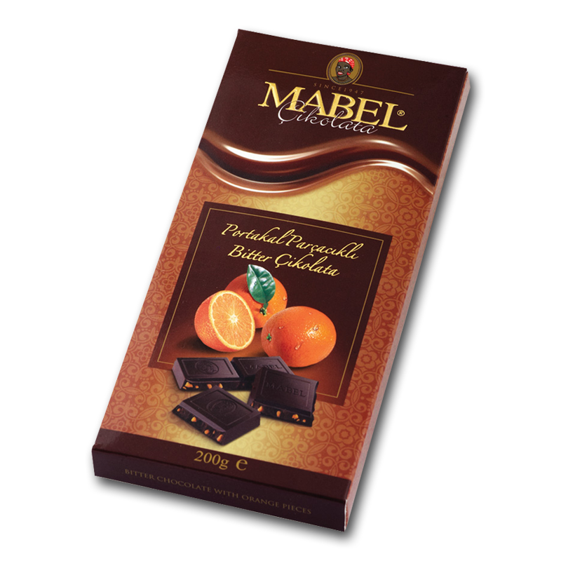 Portakal Parçacıklı Bitter Çikolata 200g.